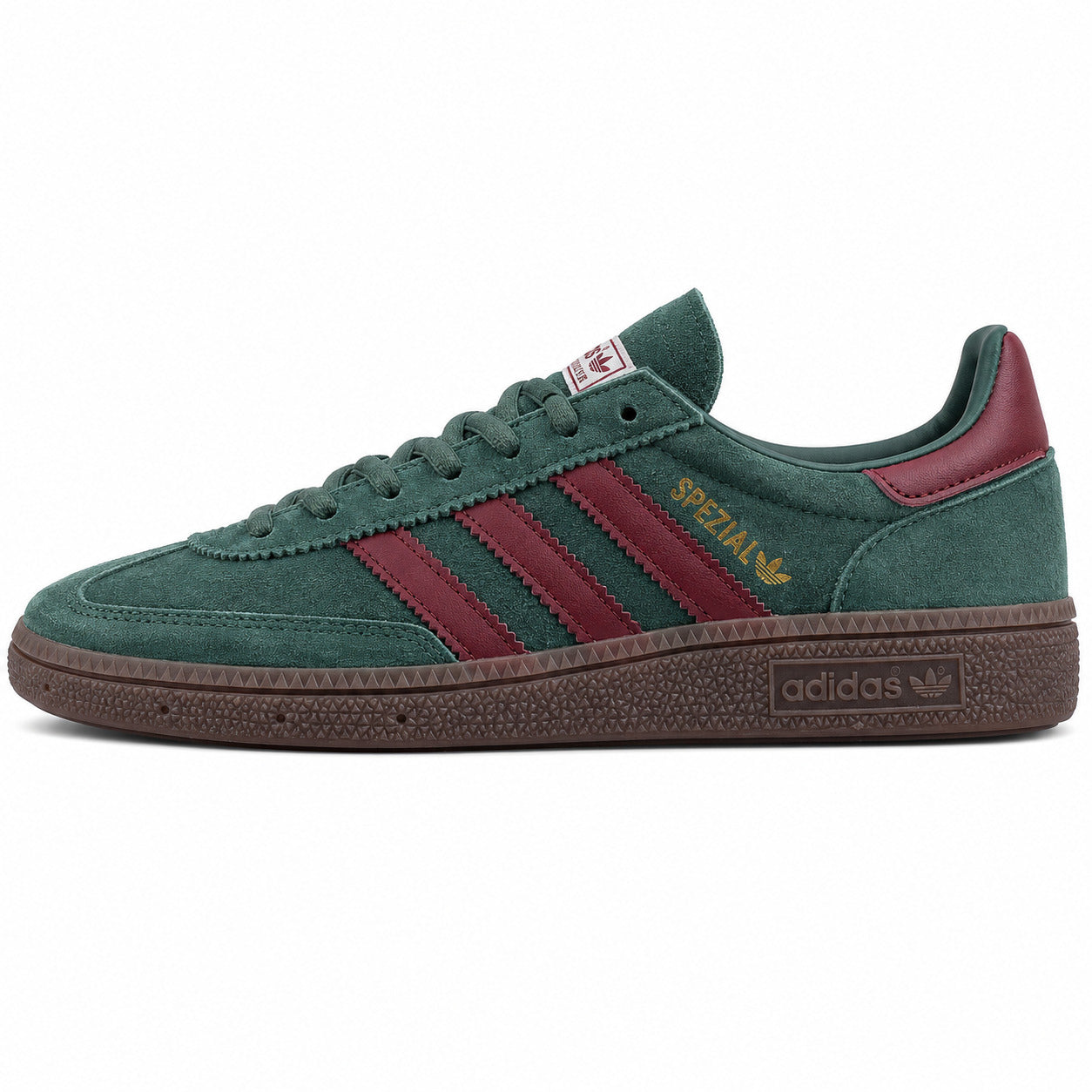 Adidas Handball Spezial ante verde oscuro burdeos vista lateral derecha