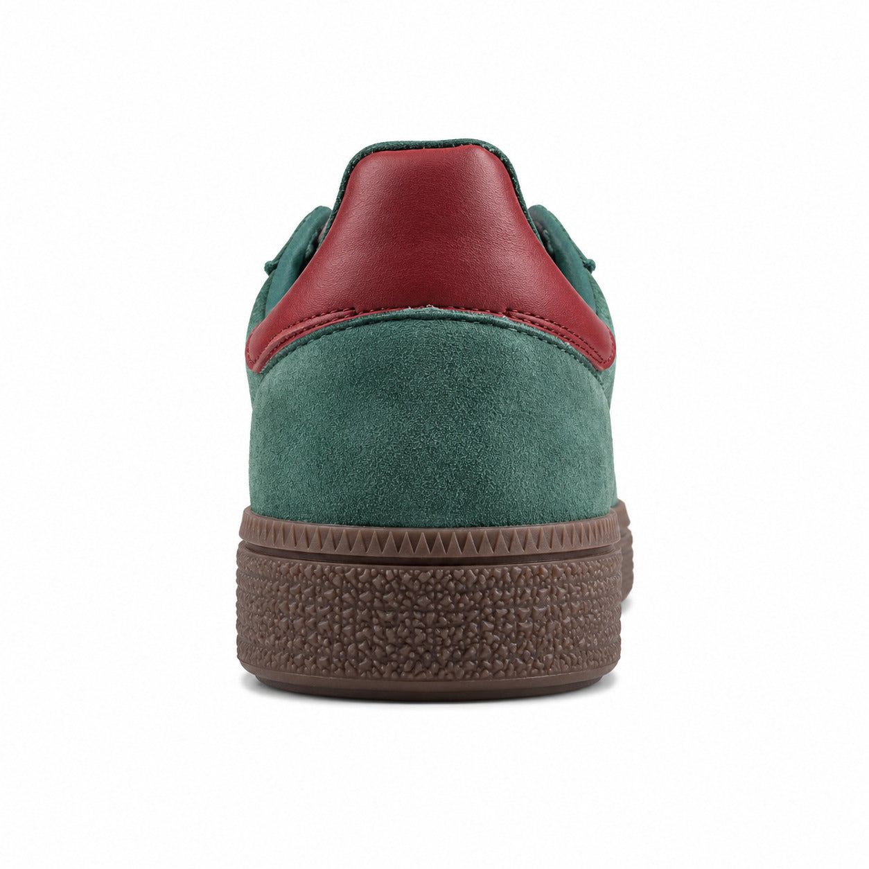 Adidas Handball Spezial verde oscuro detalle talón burdeos suela goma
