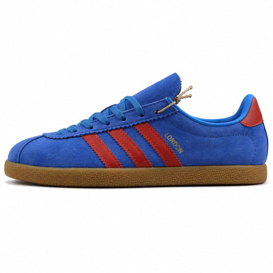 Adidas London 96 azul y rojo ante, vista lateral exterior