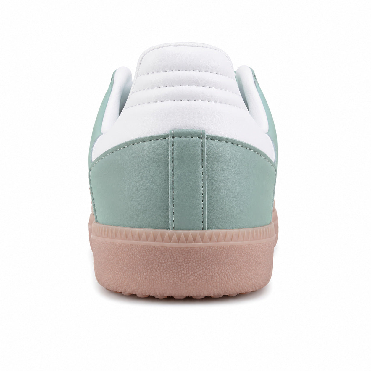Adidas Samba Vegan menta detalle talón blanco suela goma melocotón