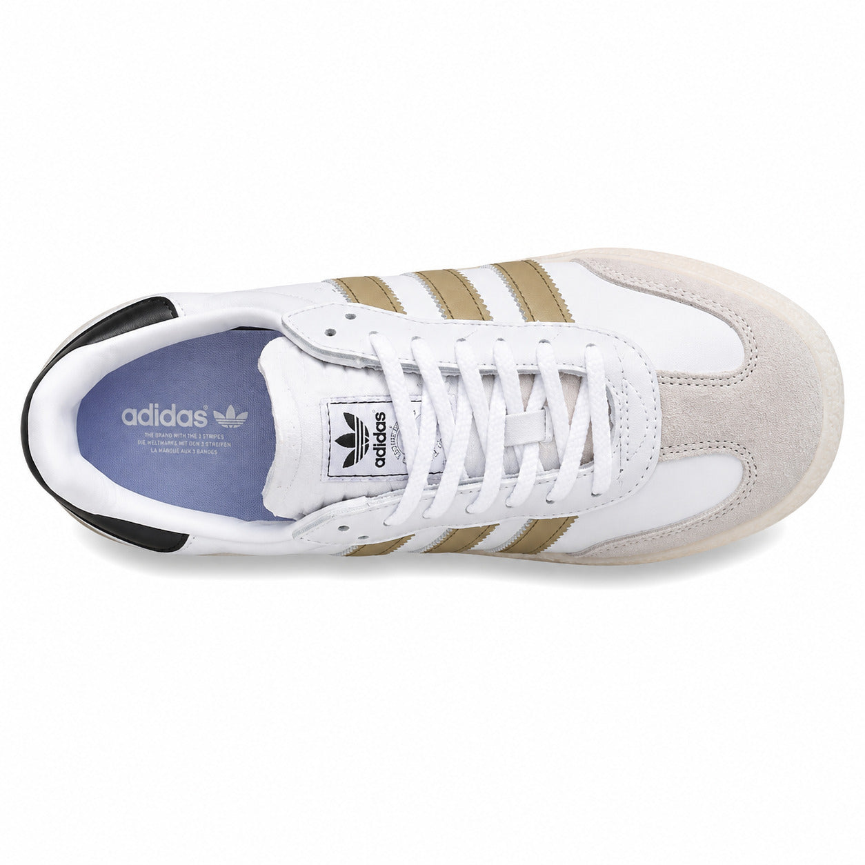 Adidas Samba XLG blanco dorado ante gris suela plataforma crema vista superior