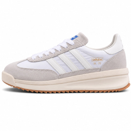 Adidas SL 72 RTN blanco gris hielo bandas blancas suela boost goma perfil izquierdo