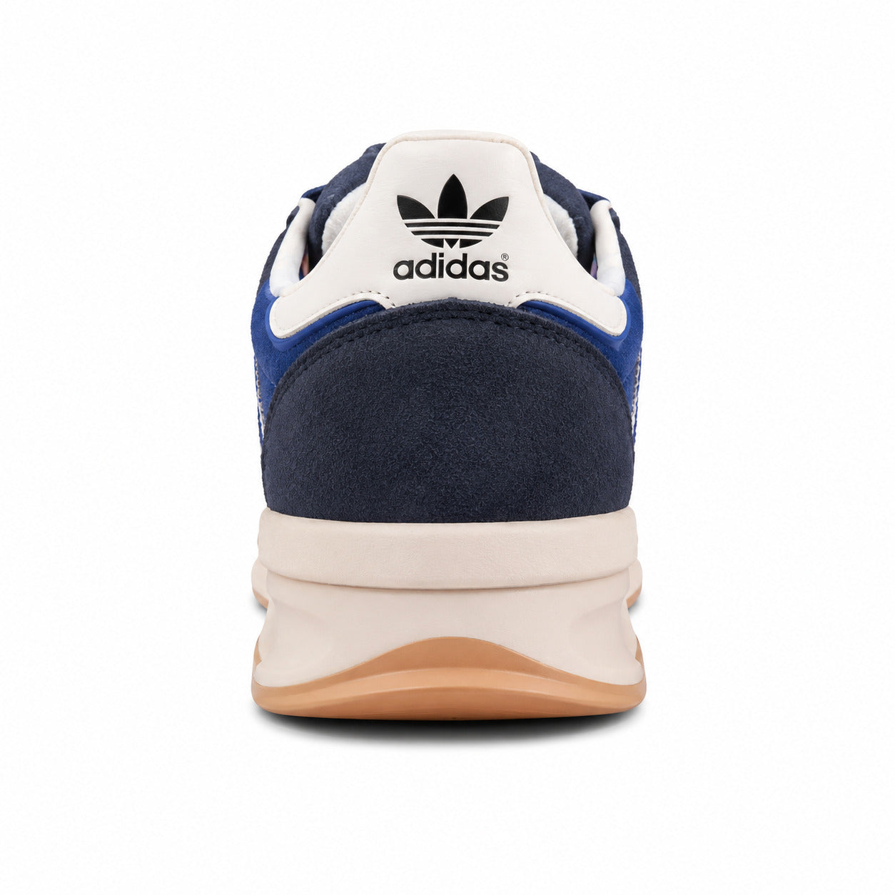 Adidas SL 72 RTN azul marino detalle talón trefoil negro collarín crema boost