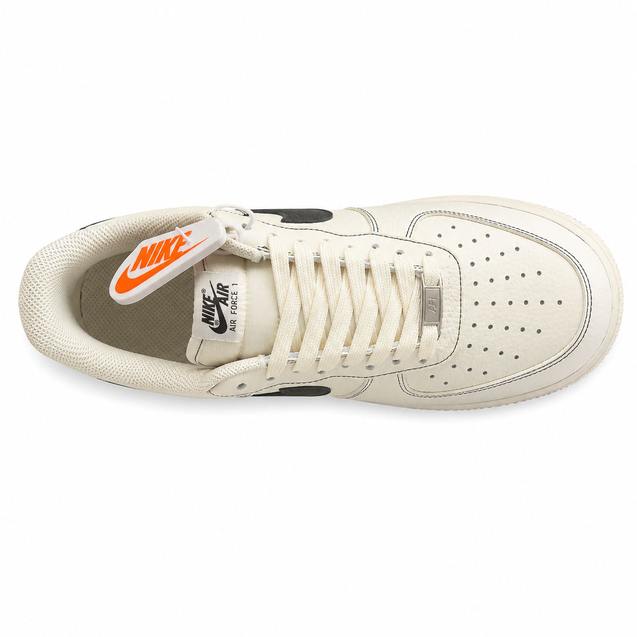 Nike Air Force 1 Low Light Bone negro vista superior plantilla