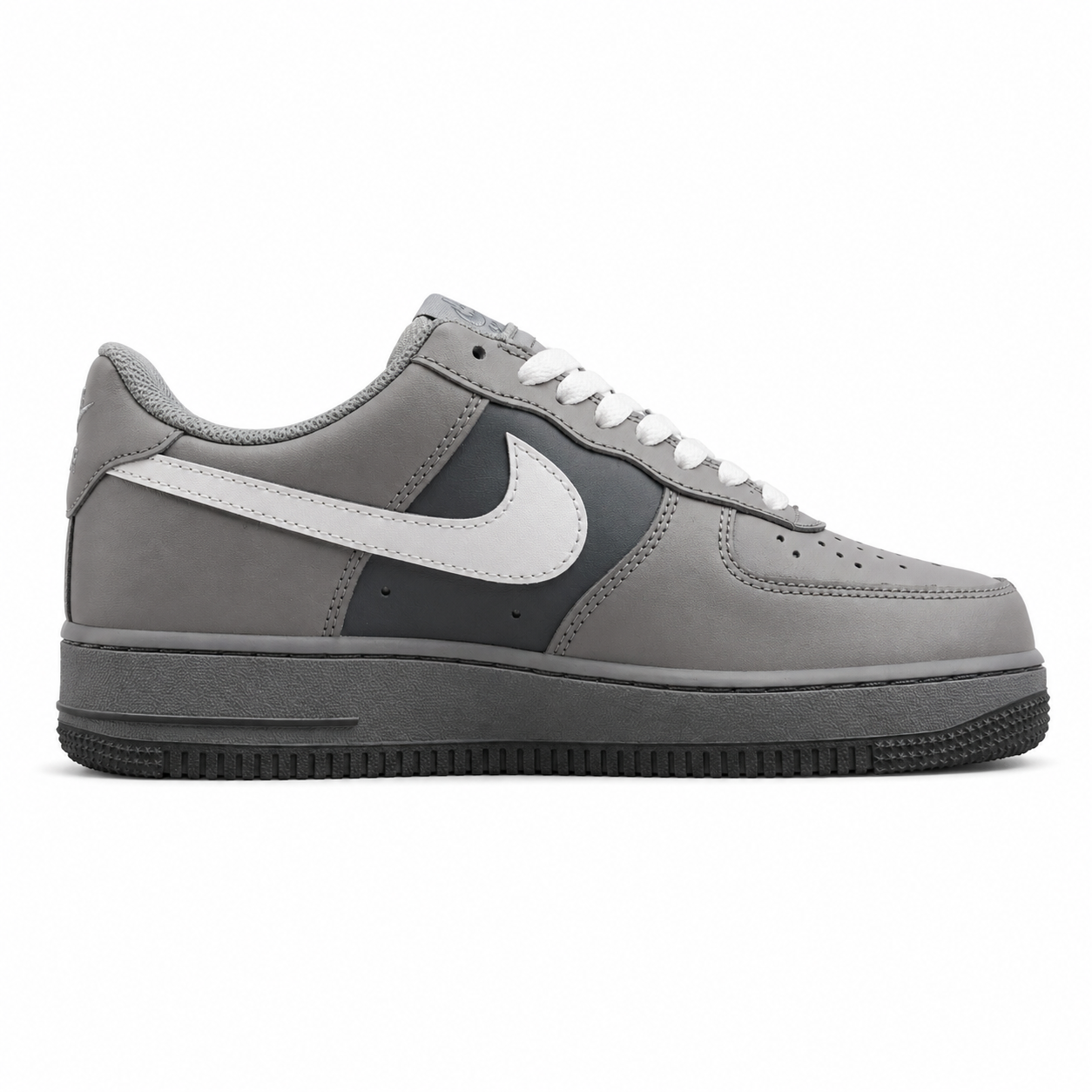 Nike Air Force 1 07 gris oscuro blanco lateral derecha